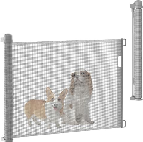 SUBTLETY Trappskyddsgaller utdragbar 0–150 cm dörrskyddsgaller av PVC för spädbarn husdjur avspärrningsgaller barnskyddsgaller kan manövreras med en hand för inomhus- och utomhusbruk (grå)
