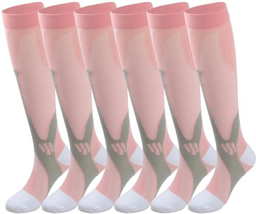 3 Pares Calcetines de Compresión Mujer Hombre, Sport Calcetines, Medias de Compresion Graduada Compression Socks para Deporte, Senderismo, Volar, Viajar, Varicosas, Embarazo y Médicos (S/M)
