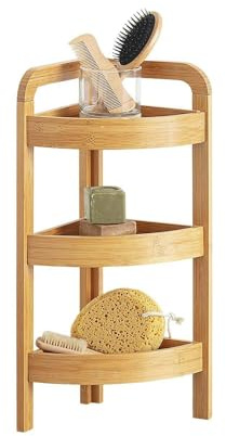 Hörnhylla med 3 hyllor, perfekt för kök eller badrum - hörnhylla, modern, fuktbeständig, platsbesparande, tillverkad av bambu, 33 x 23 x 61 cm