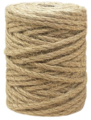Vanhench Jute Rope 5MM (1/5 inch) 106 ft 6Ply Twisted Heavy Duty and Thick Twine Rope Bulk for Crafts Projects Cat Scratcher Post Tree Gift Wrapping Arts & Crafts Home Decoration Packing Christmas