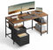 VASAGLE Computertisch, Bürotisch, Schreibtisch, mit 3 Ablagen, 2 Schubladen, 140 x 60 x 76 cm, fürs Büro, Wohnzimmer, Industrie-Stil, vintagebraun-schwarz LWD104B01