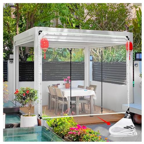Bâche Transparente pour l'extérieur,Latéraux de Bâche Transparente Avec Fermeture Porte Éclair,Pergola Gazebo Porche Carport Panneaux Latéraux De Bâche Étanche Claire en PVC(H1.2xW2m/H3.9xW6.5ft)
