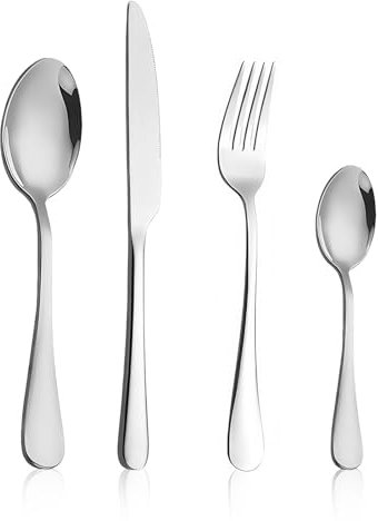 AMFUN Set di Posate per 4 Persone, Set Posate, 16 Pezzi Posate Acciaio Inox con Coltello, Forchetta, Cucchiaio, Posate Acciaio Inox, Lucidato a Specchio, Lavabili in Lavastoviglie