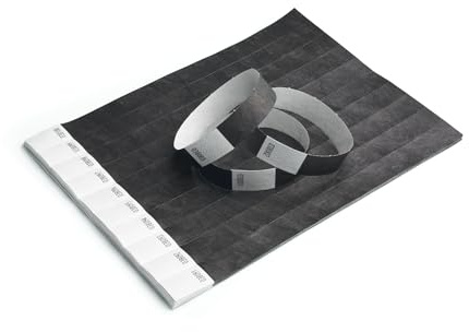 iboo - 500 braccialetti di carta Tyvek per il controllo e la sicurezza per eventi, feste, festival e viaggi - Braccialetti d'ingresso (nero)