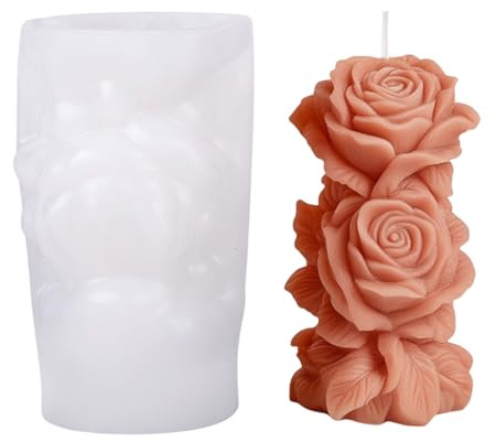 Moule de bougies, moule en silicone rose pour bougies,Moule de moulage en plâtre en forme de - Savon en silicone réutilisable fabriquant des moules à cire fournit des fournitures d'artisanat maison