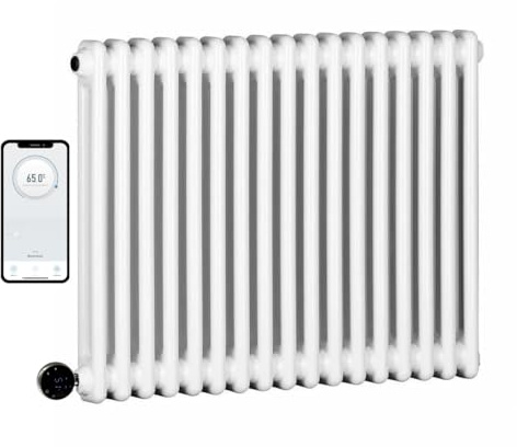 Manissa Wifi Electric 2 Column White Traditional Radiator 600mm H x 592mm W Smart 7 Day Programmable Timer App Compatibility