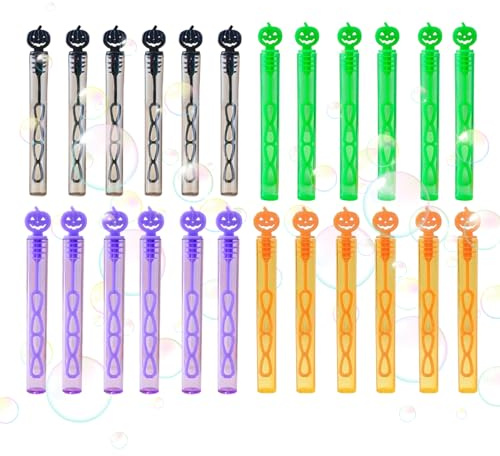 Yonuaret Lot de 24 bâtons à bulles de savon citrouille pour Halloween | Jouet à souffler portable pour activités de fête, cadeaux en plein air, salle de classe, été, anniversaire