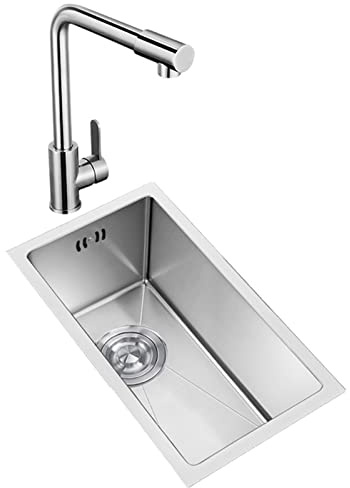 304 Stainless Steel Mini Sink - Small Bar & Balcony Undercounter Washbasin Single Bowl Multi-Function Kitchen Sink for Home & Outdoor Use
