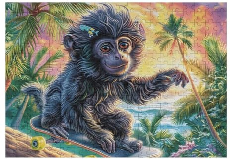 Monkey Palm Tree Tropical Forest Wildlife Wild 300 Piece Adult Jigsaw Puzzle Fun Creative Engaging Perfect Pastime for Adults And Families 300 PCS（40x28cm）