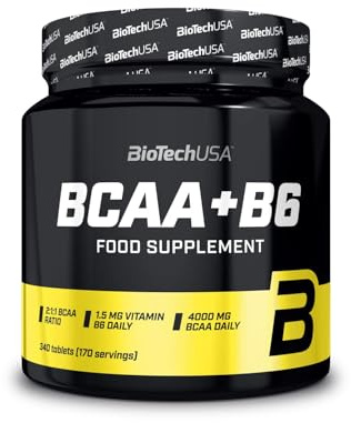 BioTechUSA BCAA+B6 Tabletas | 1g BCAA por Tableta | Energía y Recuperación | Sin Gluten | 340 Tabletas