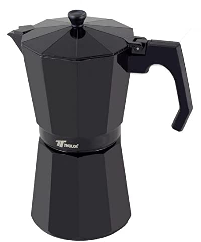 Thulos Cafetera clásica de Color Negro, Varias capacidades: 6, 9 y 12 Tazas (9 Tazas)