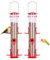 Urban Deco Hanging Plastic Tube Bird Seed Feeder With 6 Ports - Niger Seed and Fat Ball Feeder for Small Birds - Weatherproof With Steel Hanger - Red - 2 Pack