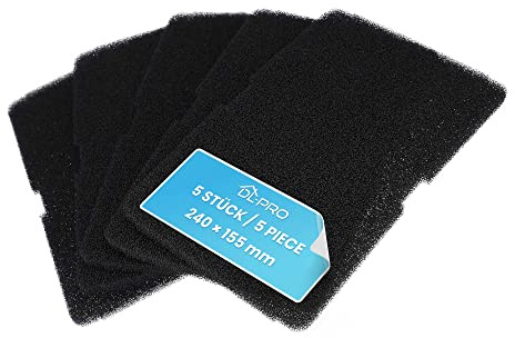 5 x DL-pro skumfilter 240 x 155 mm för Beko Blomberg 2964840100 2964840200 sockelfilter svampfilter filterskum filtersvamp till värmeväxlare torktumlare värmepumpstork