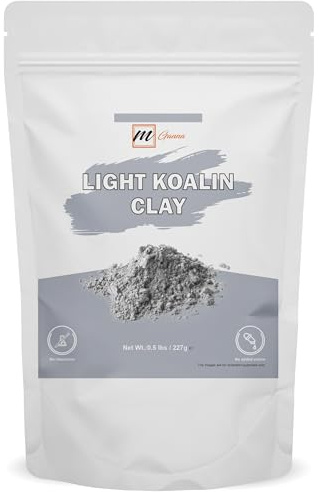 mGanna 100% Natural Light Kaolin Clay Powder 0.5 Lbs / 227 GMS for Facial Masks, Creams, Face Masks, and Soap Making