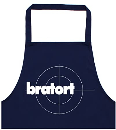 Dressfactor Grillschürze für Männer | Bratort | Grill-Schürze mit Spruch lustig BBQ Grillen Uni Farbe Navy