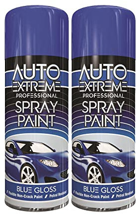 Classic Signature - 2 x Auto Extreme Blue Gloss Spray Paint 400ml Professional Quality, Perfect Finish for Cars, Bikes,Vans, Metal, Wood