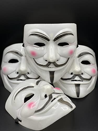 Dreamzfit - V for Vendetta Halloween Hacker Maske Film Thema Harz Maske für Maskerade Kostüm Guy Fawkes Anonyme Maske Party Cosplay Geschenk Requisiten (4 Stück)