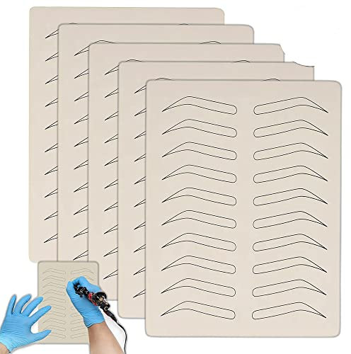 Pack x5 Pieles sintéticas para tatuaje - Plantillas practica microblading - plantillas micropigmentación - Kit microblading - Práctica sin tinta - Doble cara