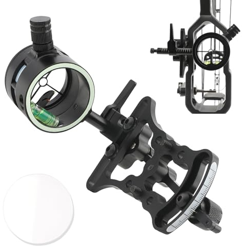 SHARROW Viseur pour Arc à Poulies 1 Broche 2 Points de Visée 0.019 Aluminium Ajustement Rapide Double Pin Visières pour Arc Composé Chasse et Tir à l'arc (Viseur avec 6X lentille)