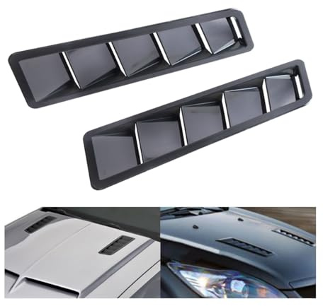 Adunsiaoto 2 Pezzi Prese D'aria Decorative per Auto, Auto Cofano Vent Decorazione, Universale Flusso D'aria Di Aspirazione Hood Scoop Bonnet Vent Copertura Turbina Copertura Del Motore(Nero)