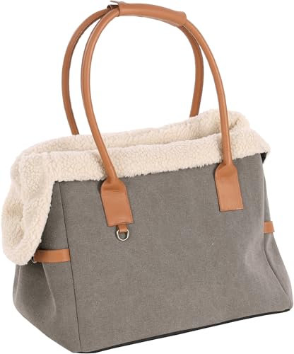 Hundetasche - Tragetasche Kuzco Braun – 40x25x29cm – Polyester – herausnehmbare Fütterung – Abnehmbarer Boden – Standfüße – Sicherheitsleine – Tragegriffe