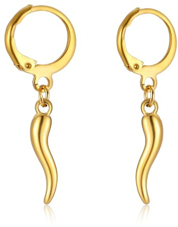 VASSAGO Pendentif Amulette Chance Corne Italienne en Acier Inoxydable pour Femme, 0.73*0.17 inches (18.5*4.3mm), Acier inoxydable, Pas de pierre précieuse
