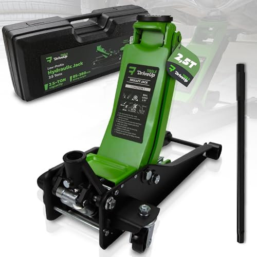 ​​Hydraulische Garagekrik 2,5T – Verstelbare hefhoogte 85-380 mm – Met rubberen pad en wielen – Krachtige krik voor Auto, SUV, Garage of werkplaats – Veilig & mobiel