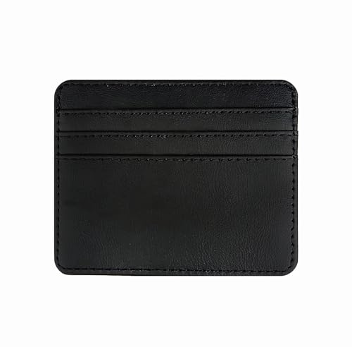 1 st svart kreditkortshållare för män och kvinnor, läder ultratunt lättbutikskort plånbok, små kort kontantskydd med 3 blockerande fodral och 1 ficka, herrplånböcker för buss, bank, körning, Svart,