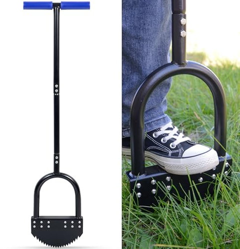 CKLT Coupe-Bordures Manuels 104 cm à Lame en Acier au Carbone Poignée Longue en Caoutchouc Plateforme Large Résistant à la Rouille Outil d'entretien de Jardin avec Lame en Acier Manganèse à Demi-Lune