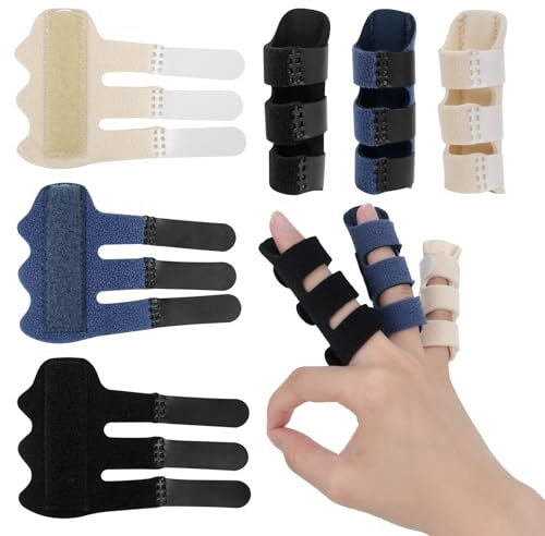 GADITIEK Férulas Dedo Gatillo, 3 Piezas Protector Dedos mano Ajustable, Férula Pulgar con Ayuda de Aluminio Incorporada, Protector Dedo para Artritis, Tendinitis y Esguince de Pulgar (3-3Piezas)