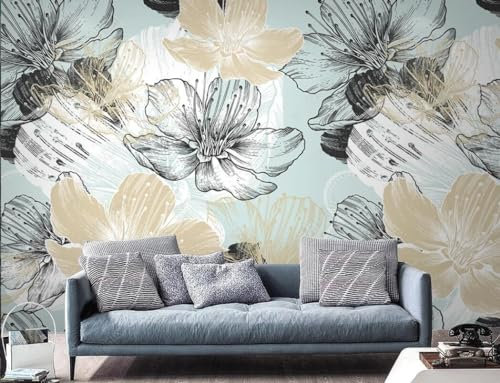 CLVIUJLBKLKSDD Fotomurales Tapiz Fotográfico 3D Papel Pintado Americano Rústico Con Motivos Florales 250x175cm Papel Pintado Decoración de la pared del Dormitorio de la Sala de Estar Moderna