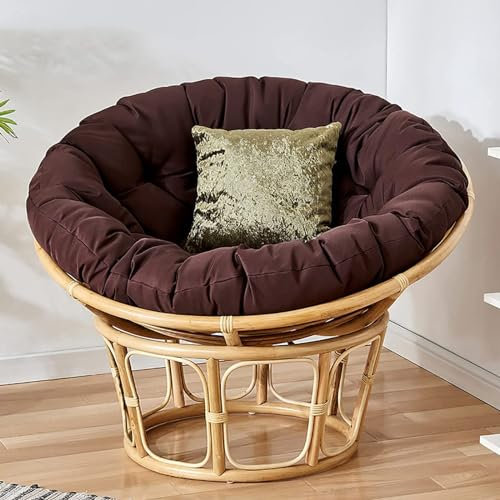 Papasan Coussin rond pour fauteuil suspendu en polyrotin Marron 110 x 110 cm