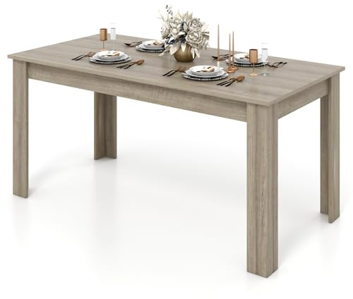 COSTWAY Tavolo da Pranzo 160 x 80 x 76 cm, Tavolo da Cucina Rettangolare con Piano Grande e Gambe Robuste, Ideale per Massimo 8 Persone (Naturale)