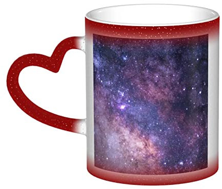 XTXGBT Universe Milky Way Galaxy Color Changing Printed Coffee Mug Heat Sensitive Ceramic Coffee Cup Starry