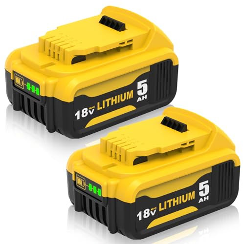 2 Stück DCB184 Ersatz für Dewalt Akku 18V 5ah DCB184 DCB180 DCB181 DCB182 DCB200 DCB201 DCB204 mit LED-Anzeige Goodexo