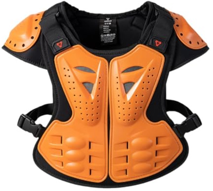 Qianly Chaleco Motocicleta Protector de Cuerpo para Deportes Infantiles con Carcasa Forro Suave Ajuste Cómodo con Bandas Elásticas Adecuado para Cicli, Naranja