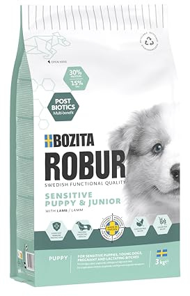 Bozita ROBUR Sensitive Grain Free Puppy Agneau 3 kg – Nourriture pour Chiots sans céréales, avec Agneau et postbiotiques