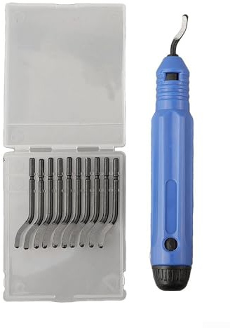 Desiumite Kit de herramientas de desbarbado 10 piezas de acero de alta velocidad con mango para madera, plástico, aluminio, acero, rotación de 360°, agarre ABS, para HSS