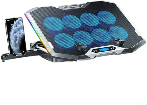 Yelvera Ice Coorel laptop-kylare med 8 turbo-fläktar RGB-ljuskontroll tyst magnetisk levitation motorteknik (C)