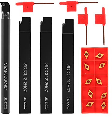 4 Stück CNC Bohrstangensatz S12M-SDUCR07, SDNCN1212H07, SDJCL1212H07, SDJCR1212H07 + 10 Stück DCMT0702 Hartmetalleinsätzen + 4 Stück Schraubenschlüssel
