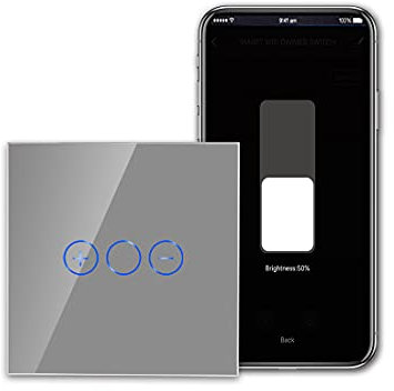 CNBINGO Smart Dimmer Switch for Dimmable LED Light, Voice Control by Alexa, Remote Control by Smart Life App, WiFi Touch Light Switch with Glass Wall Plate, Backlight, Neutral Wire Required