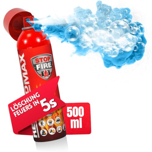 notlok Safety Work Extincteur Pulvérisée Maison Tous Feux, pour Voiture, Cuisines, Bureau et lieux de Travail, Forme de Spray, Agent Extincteur A B E (F), Mini Dimensions Compactes, x1 Pièce, 500 ML