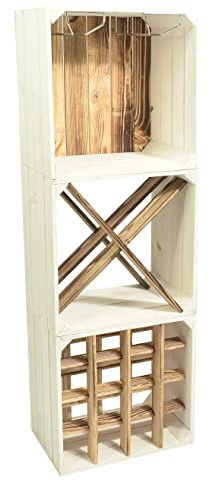 CHICCIE Weinregal Wino aus Holz - Greta Geflammt Weiß Holzkiste (3, Komboset)