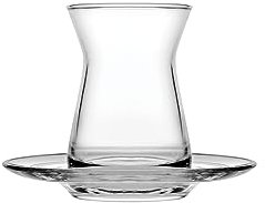 Pasabahce Irem Teeglas Set 12 Teilig mit Untertassen, Spülmaschinengeeignet, Teegläser ohne Henkel, Kapazität je Teeglas 140ml, Glas, Farbe transparent