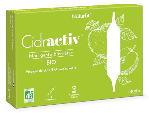 NATURFIT - Cidractiv® - Vinaigre de Cidre Bio avec Mère - Routine bien-être - Qualité Premium - Fabriqué en France - 10 Ampoules