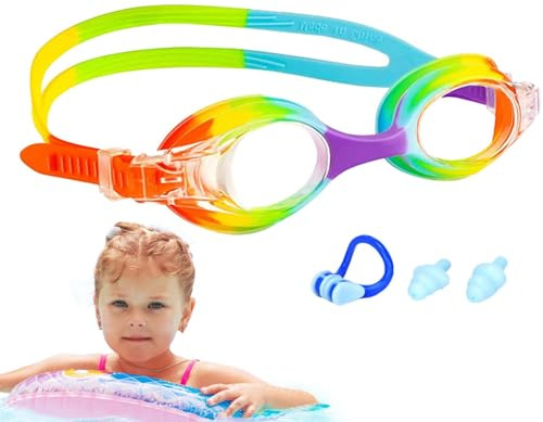 Lunettes de natation unisexe pour enfants, lunettes de natation pour enfants,Lunettes de natation anti-buée preuve de fuite pour enfants | Lunettes de natation avec clip de nez avec sangle de règle