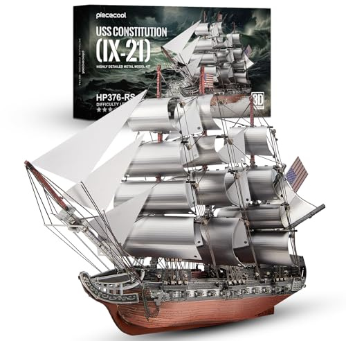 Piececool 3D pussel metall USS Constitution IX-21, 3D metall pussel fregatte, modell slagskepp för 340 rostfritt stål, födelsedagspresent, modellbyggsats vuxna