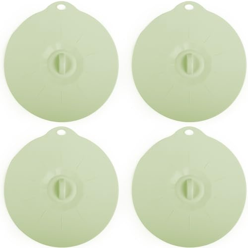 4 Pack 5.9 Silicone Lids for Cups Bowls Plates Pans, Microwave Splatter Cover, Kitchen Containers Lids Cover for Food Storage,Light Green Small