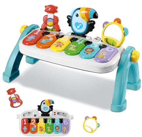 VTech-Baby Piano Multicolor Banda Musical, Juguete bebés +9 Meses, Piano Interactivo Desmontable, Evolutivo, Teclas con Luces y Sonidos, Enseña Números, Colores y Animales, Versión ESP