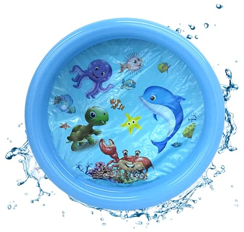 Paddling Pools for Kids, Round Inflatable Kiddie Pools Swimming Paddling Pool with Safety Floor Baby Inflatable Swimming Pool Toddler Swimpool Summer Water Toys for Kids Indoor Outdoor (Blue, 65x12cm)